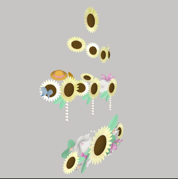 【VRChat】ひまわりの髪飾り【4種】#BREAK_3D
