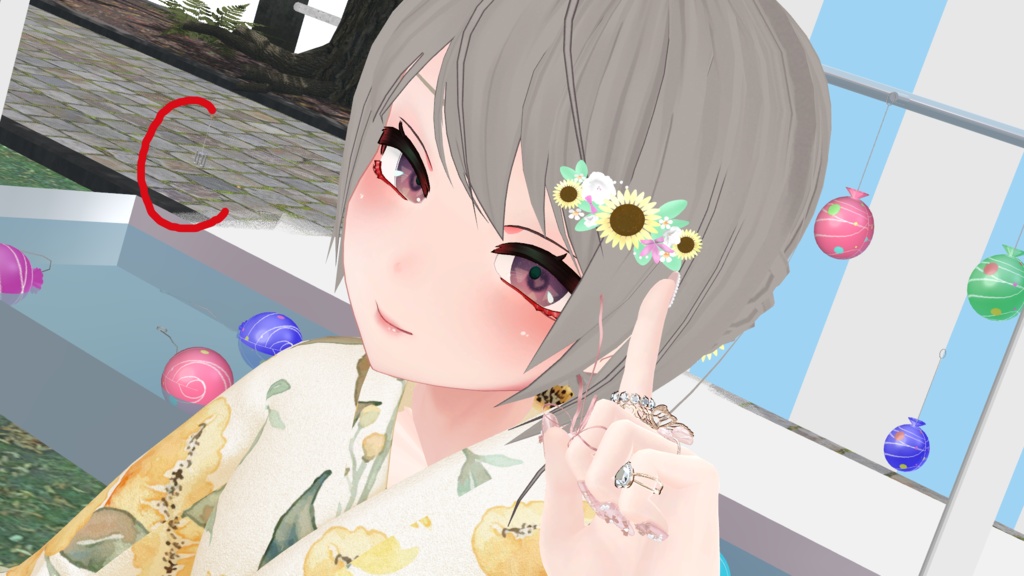 【VRChat】ひまわりの髪飾り【4種】#BREAK_3D