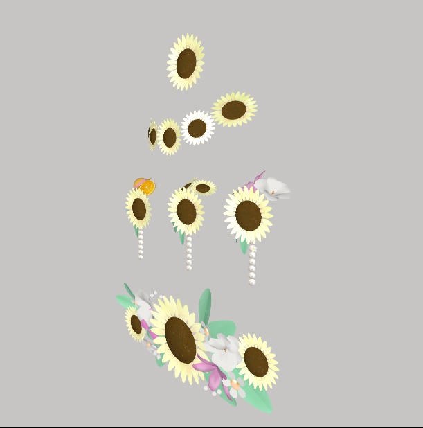 【VRChat】ひまわりの髪飾り【4種】#BREAK_3D