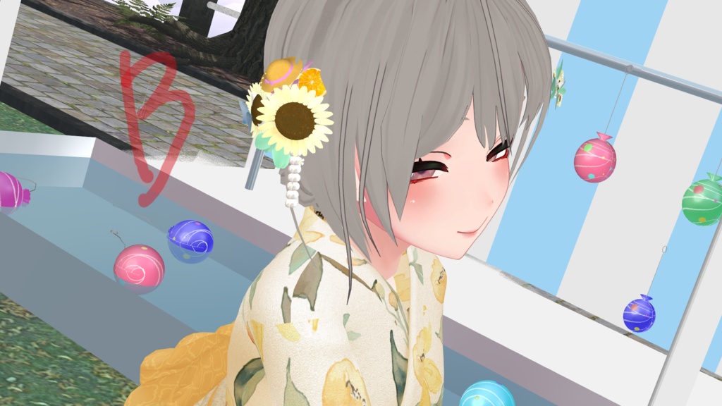 【VRChat】ひまわりの髪飾り【4種】#BREAK_3D