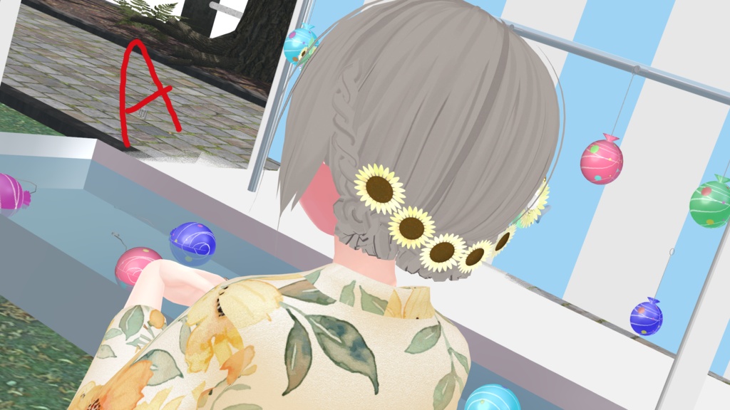 【VRChat】ひまわりの髪飾り【4種】#BREAK_3D
