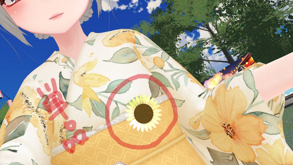 【VRChat】ひまわりの髪飾り【4種】#BREAK_3D