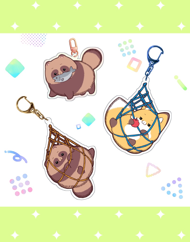 捕まっちゃっタヌキ アクリルキーホルダー