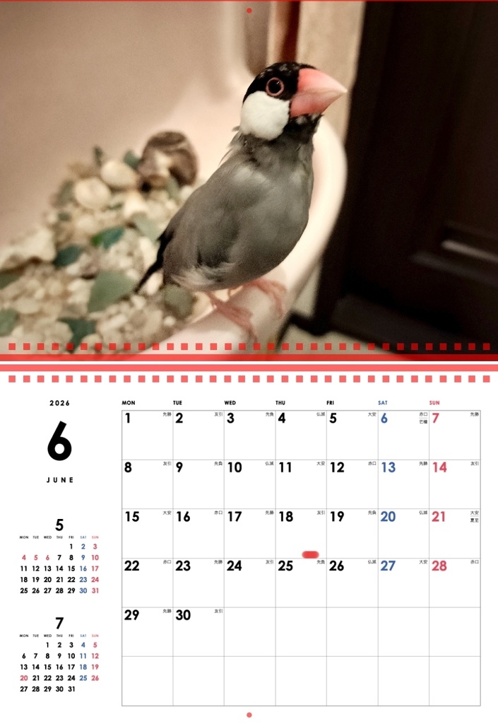 文太壁掛けカレンダー2026年版(4月始まり)