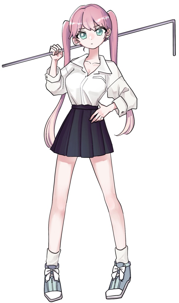 【無料】全身立ち絵素材/ピンク髪JK