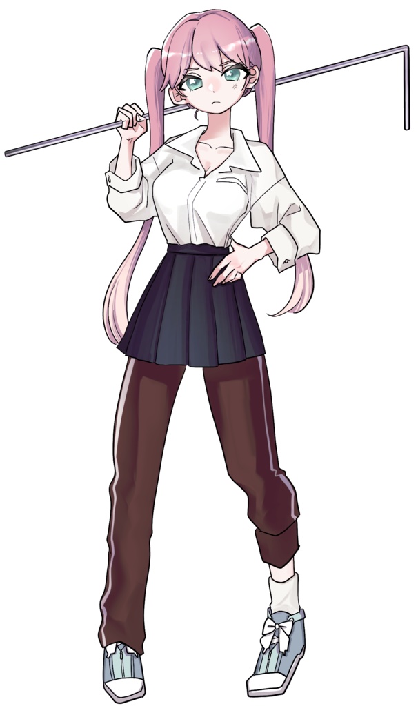 【無料】全身立ち絵素材/ピンク髪JK