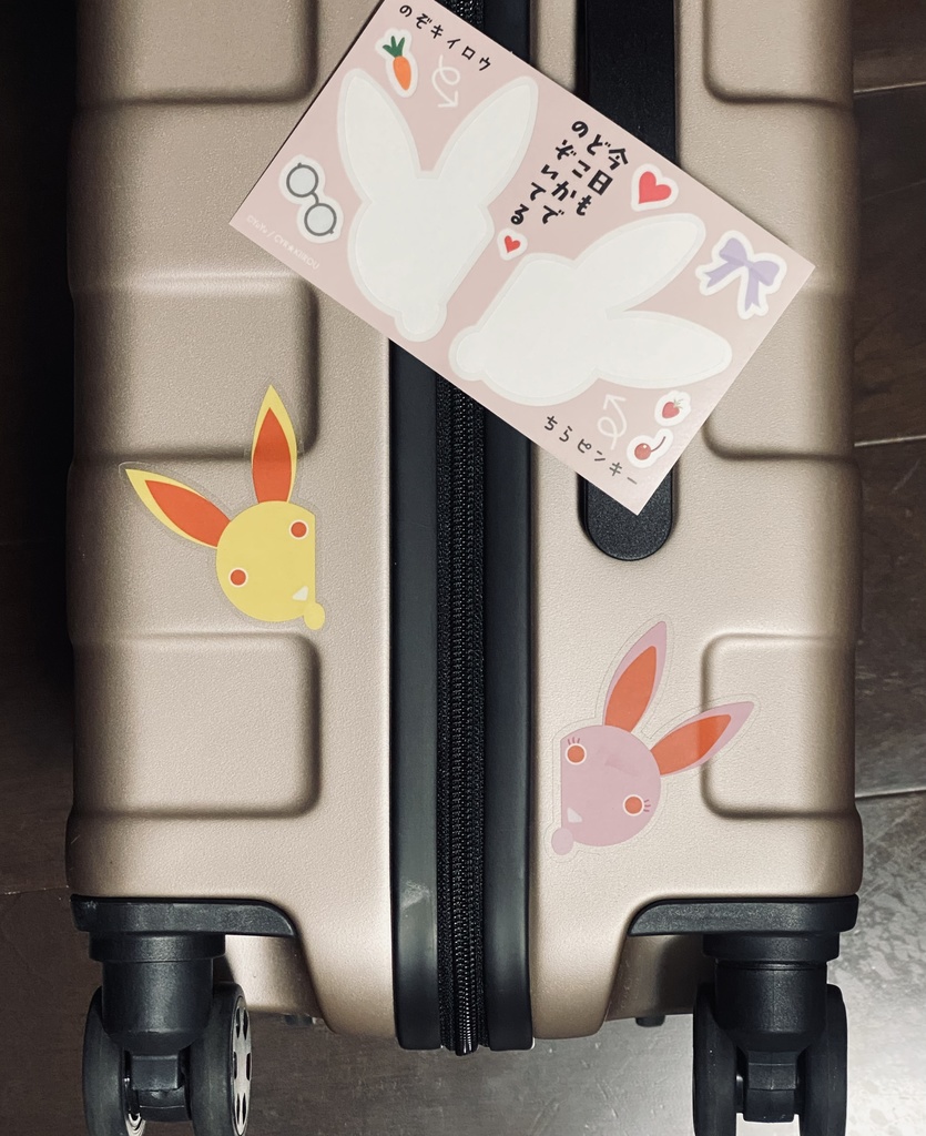 【屋外OK】キイロウ&ピンキー クリアステッカー|UVラミネート加工