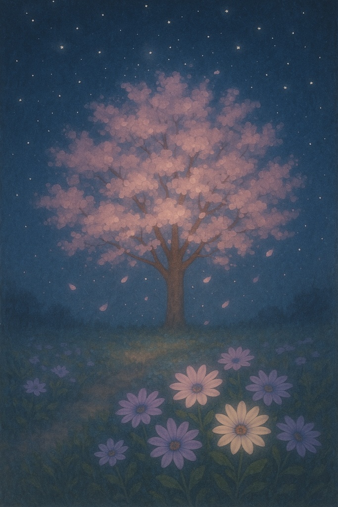 "Petals Beneath the Stars" — 星に祈る、夜の花言葉 —