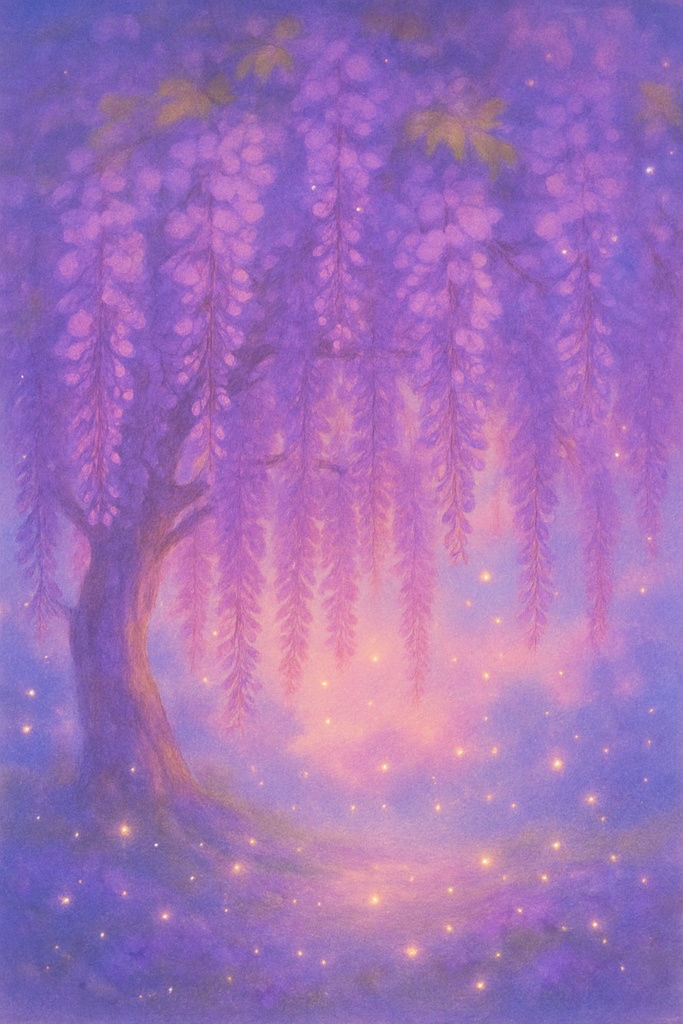 The Glow Beneath Wisteria|藤の下に宿る、静かな光
