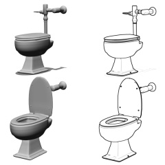 【作画補助】学校トイレ個室セット【3D素材】