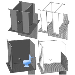 【作画補助】学校トイレ個室セット【3D素材】