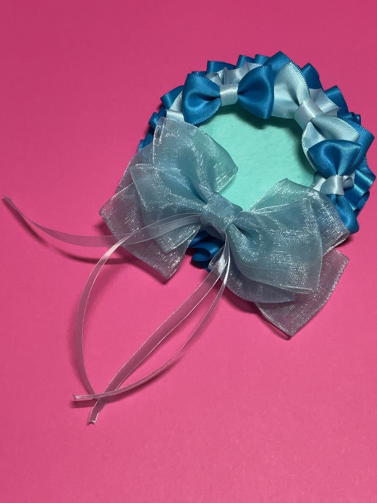 痛ロゼット 推し活 キーホルダー 水色 青 リボン