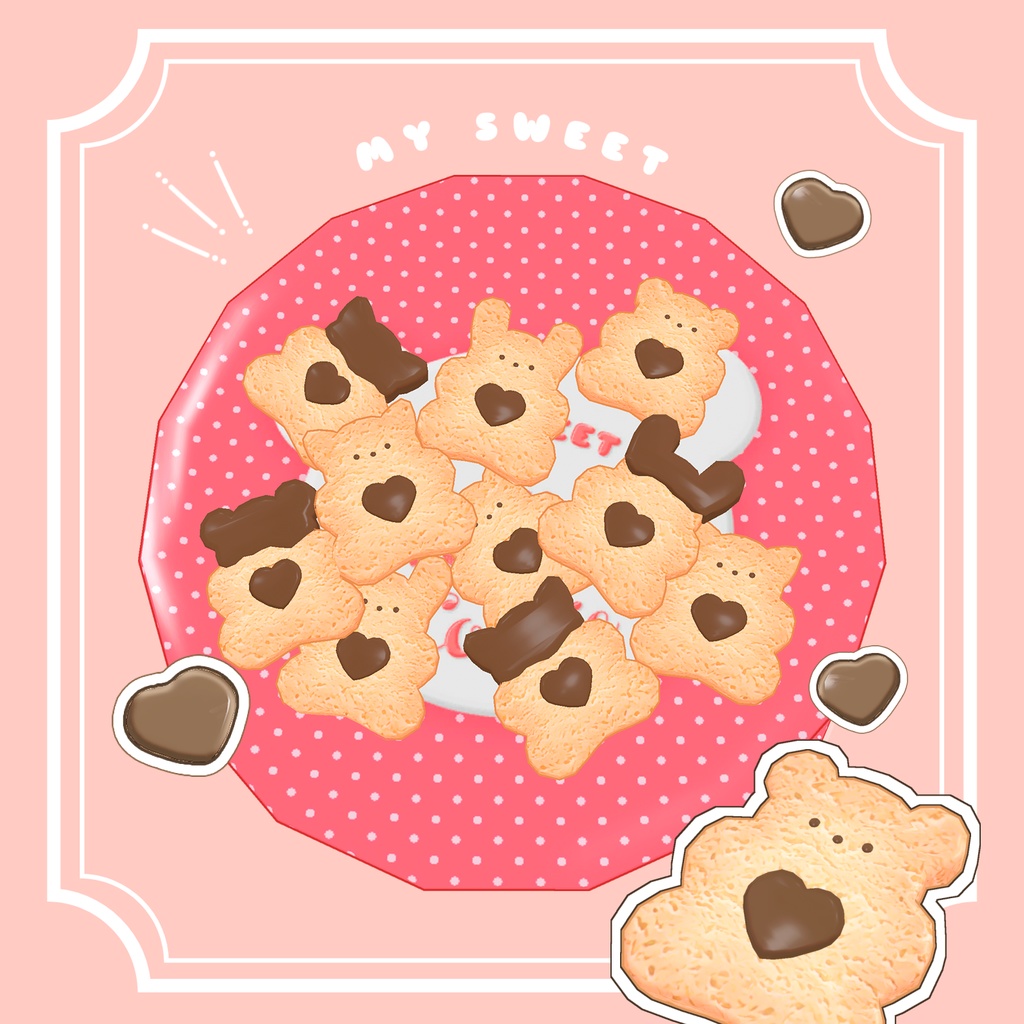 3種のどうぶつクッキー+チョコレートかけ セット【お皿付き】