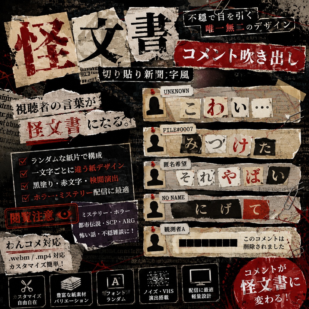 【わんコメ対応】怪文書コメント吹き出しテンプレート｜OBS用HTML