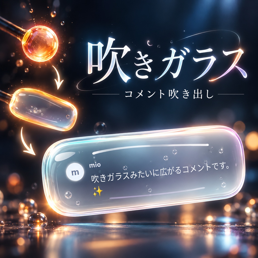【わんコメ対応】吹きガラス コメント吹き出しテンプレート｜OBS用HTML