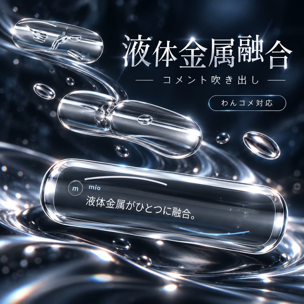 【わんコメ対応】液体金属融合 コメント吹き出しテンプレート｜OBS用HTML