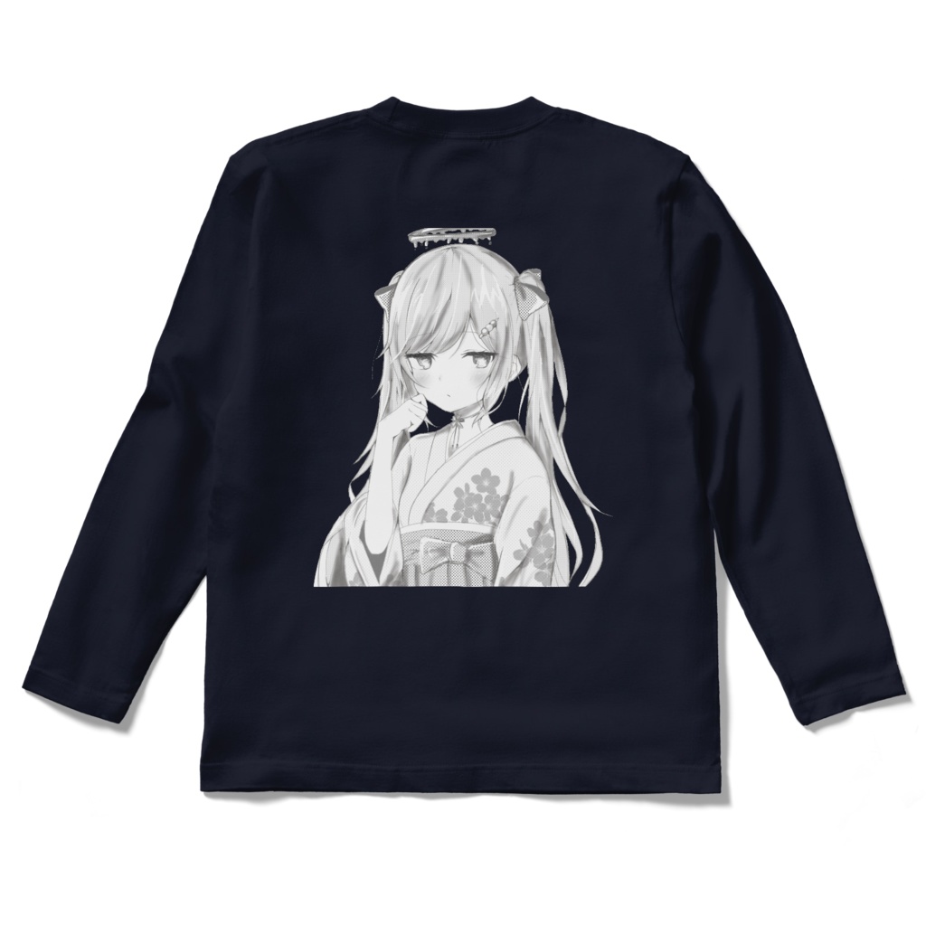 オリキャラ【KOIちゃん】ロングスリーブTシャツ （ネイビー）