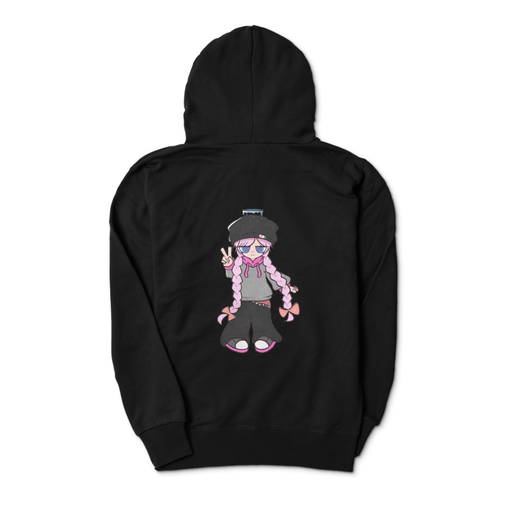 オリキャラ【KOIちゃん】パーカー （ブラック）背景なし