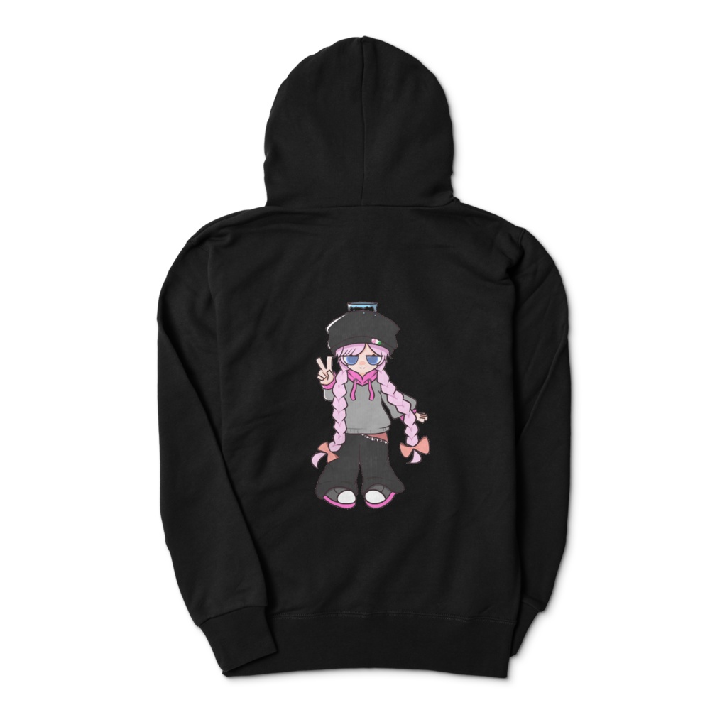 オリキャラ【KOIちゃん】ジップパーカー (ブラック)背景なし