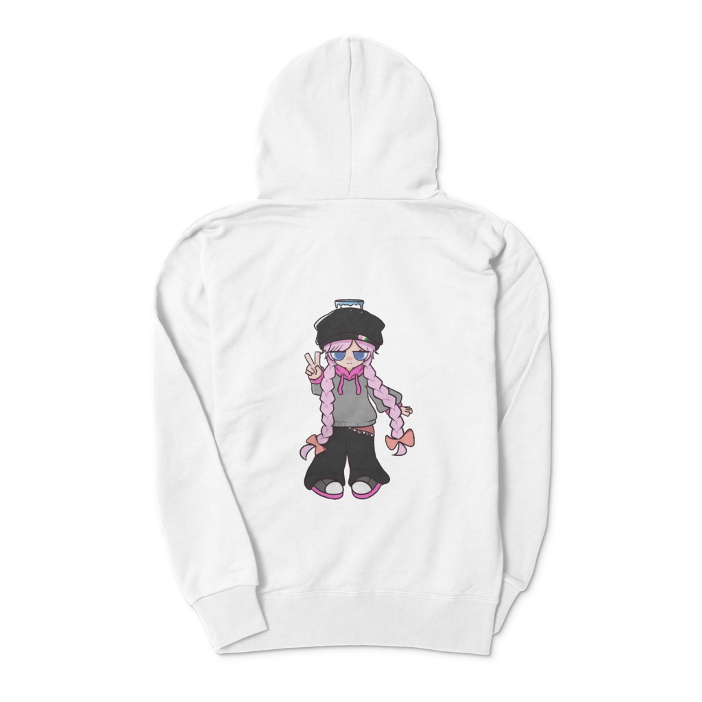 オリキャラ【KOIちゃん】ジップパーカー (ホワイト)背景なし