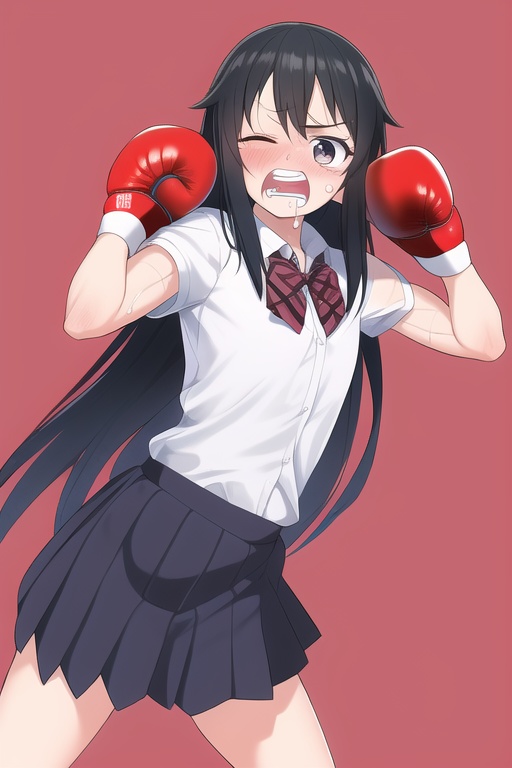 NovelAIによるキャットファイトで苦戦中の女の子の画像集