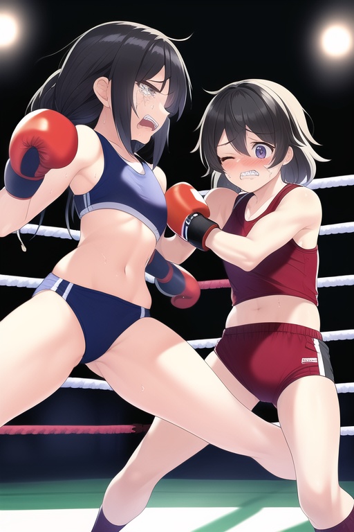 NovelAIによるキャットファイトで苦戦中の女の子の画像集