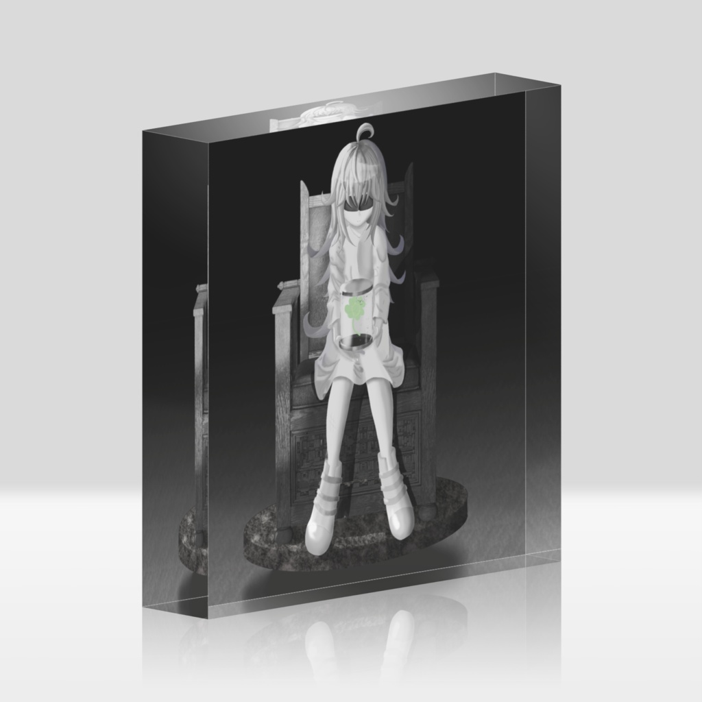クローバーを持った少女 アクリルブロック