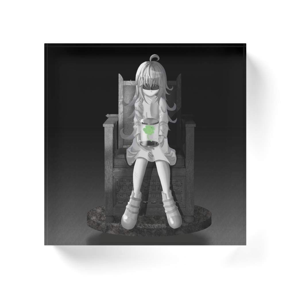 クローバーを持った少女 アクリルブロック