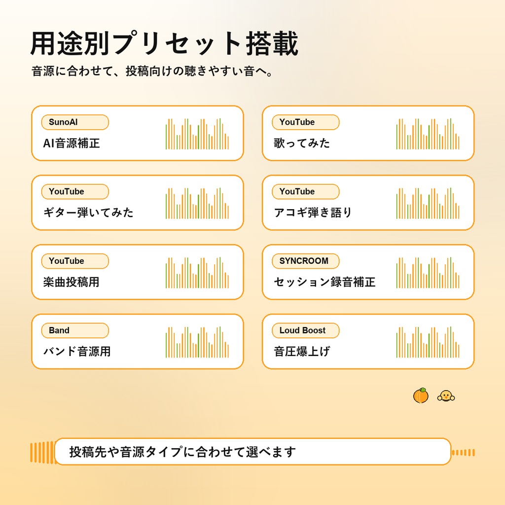 【無償配布】みかんマスター|SunoAI・歌ってみた・弾いてみた・SYNCROOM録音を投稿向けに整えるマスタリングツール
