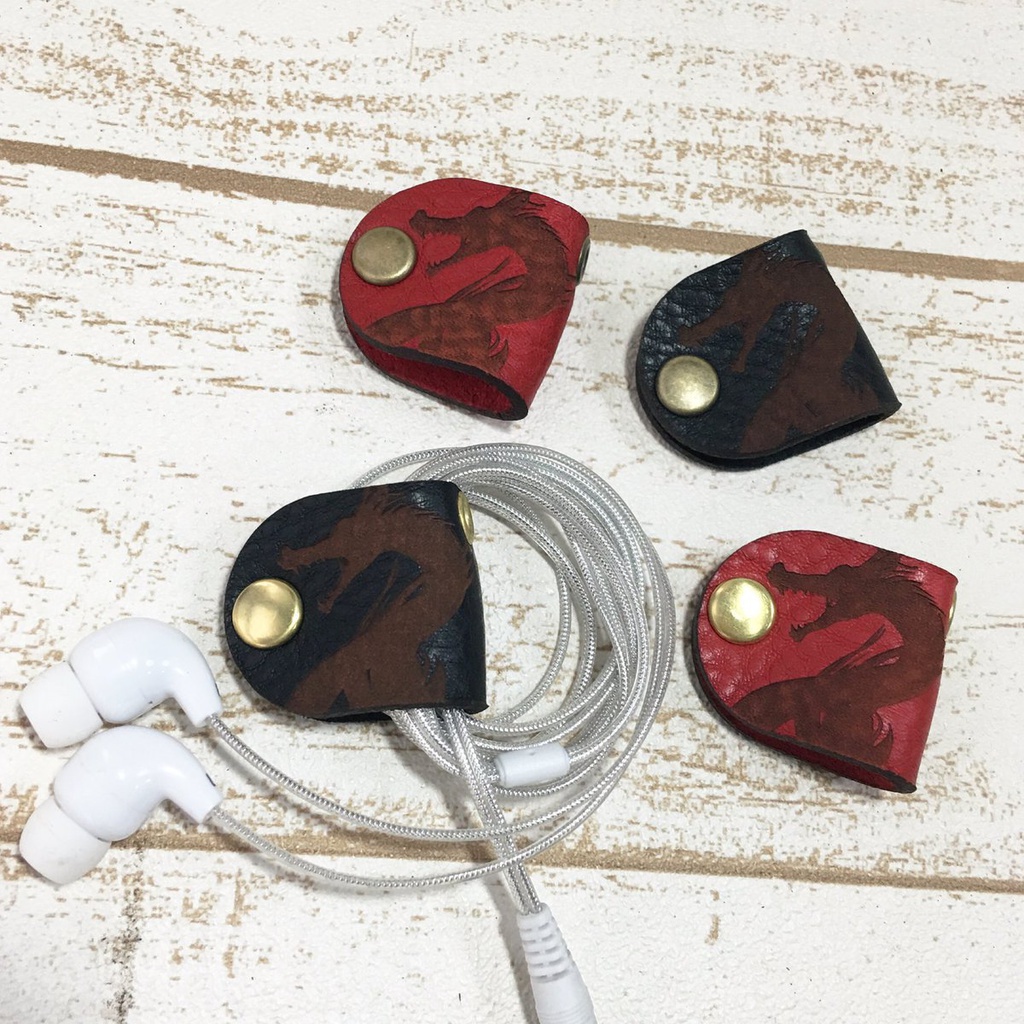 本革ケーブルクリップ(龍柄)