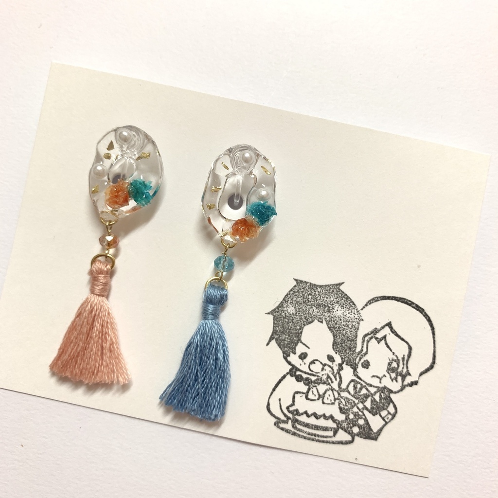 えさぼかすみ草タッセルイヤリング