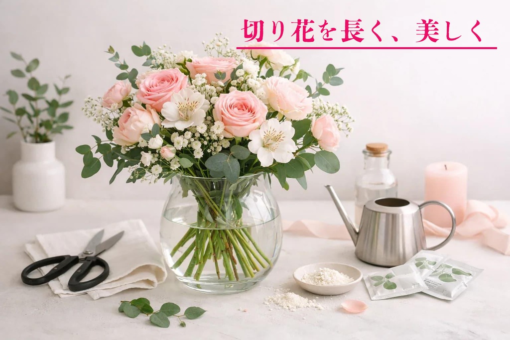 【A4印刷OK】切り花を長持ちさせる10のコツ＆お花ケアチェック｜PDF2枚セット