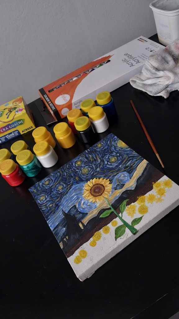 Girassol em noite estrelada