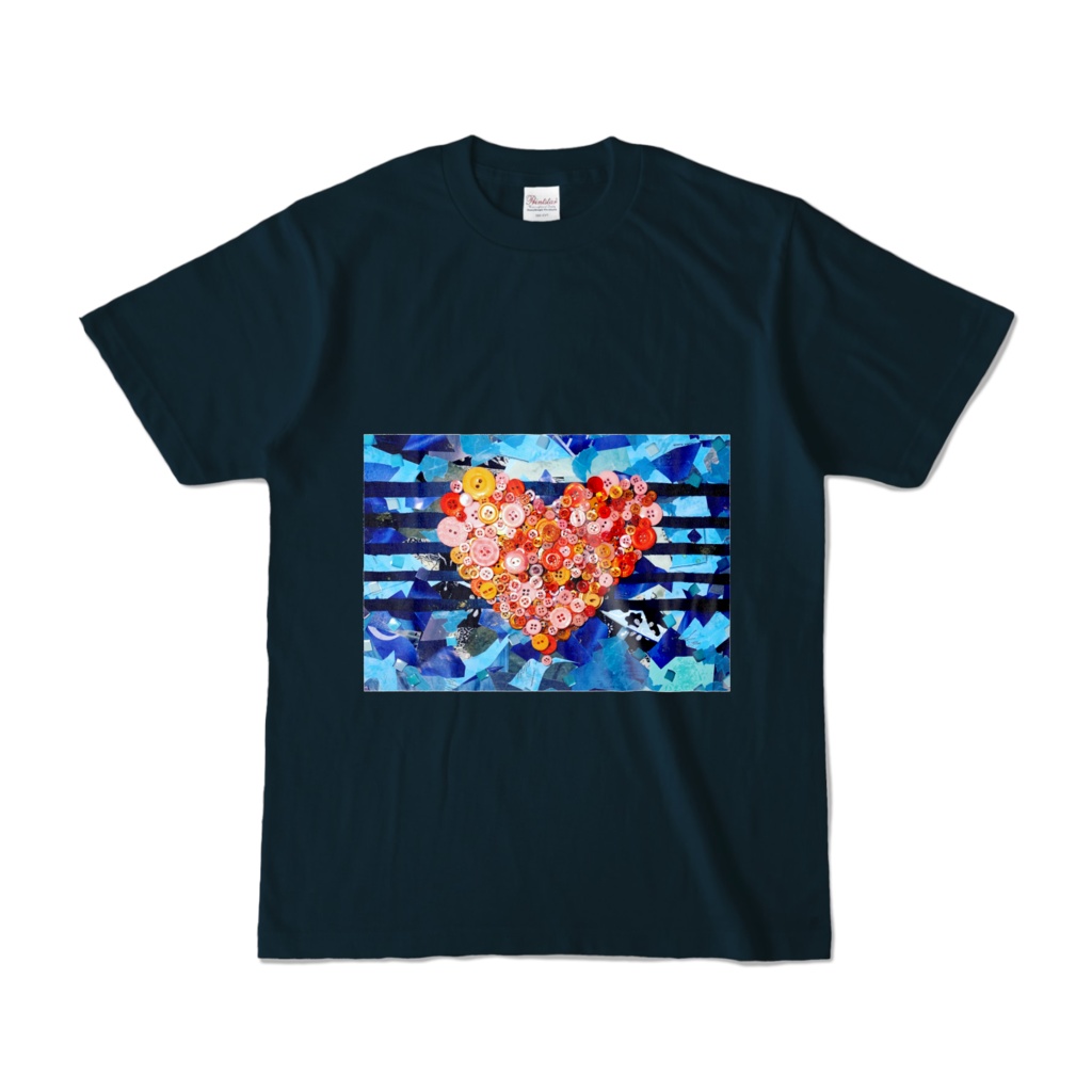 『button_heart』Tシャツ ネイビー