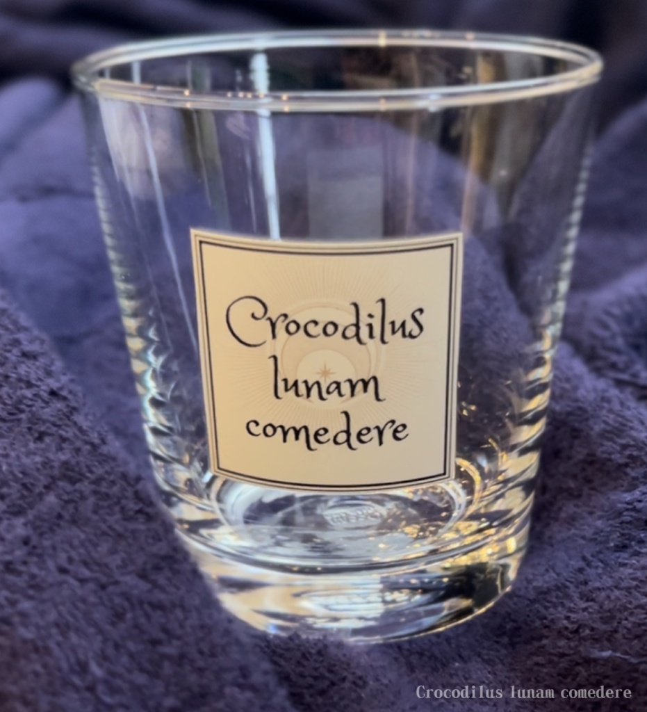 Crocodilus lunam comedere ロゴ入りロックグラス