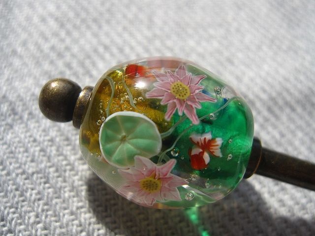 蓮の花と金魚の簪