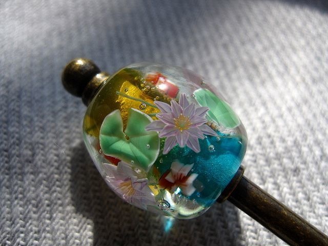 睡蓮と金魚の簪