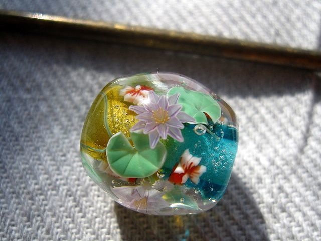 睡蓮と金魚の簪