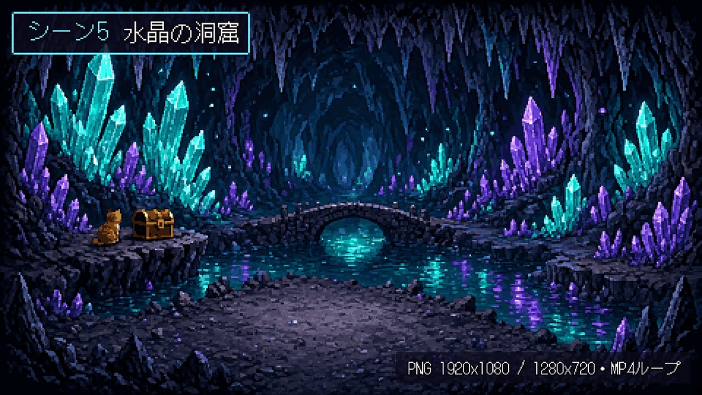 【TRPG素材】トラ猫と冒険の地 ドット絵ファンタジー背景セット(全6シーン)