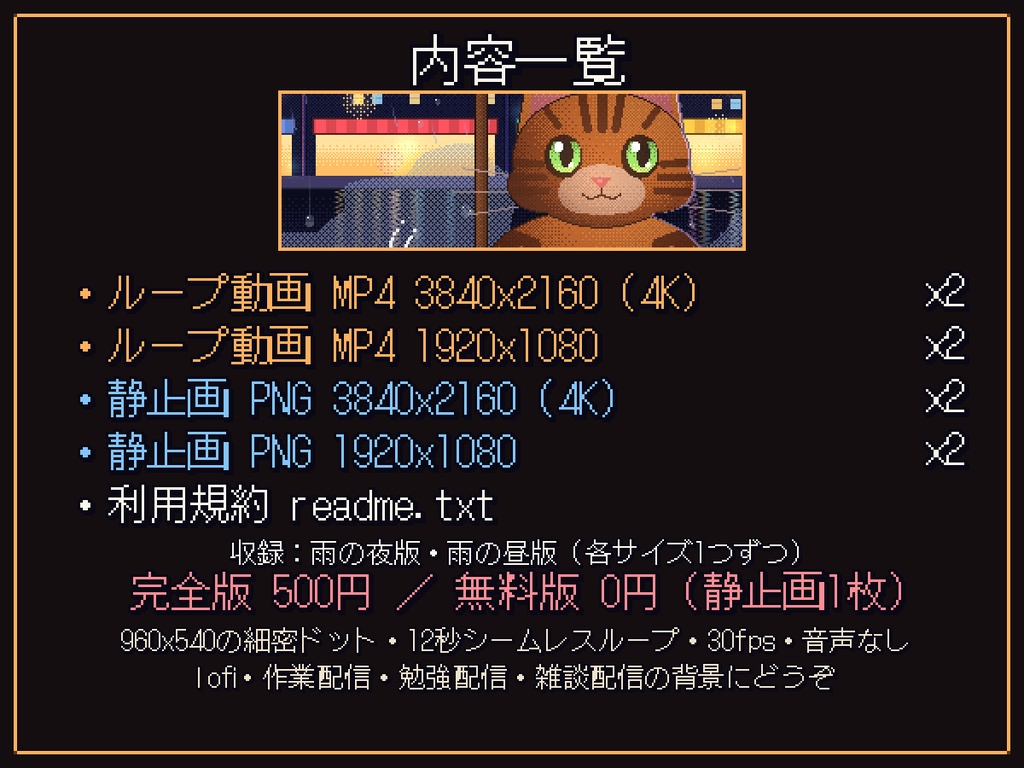 【動く背景】トラ猫と雨の喫茶店(lofi・作業配信)