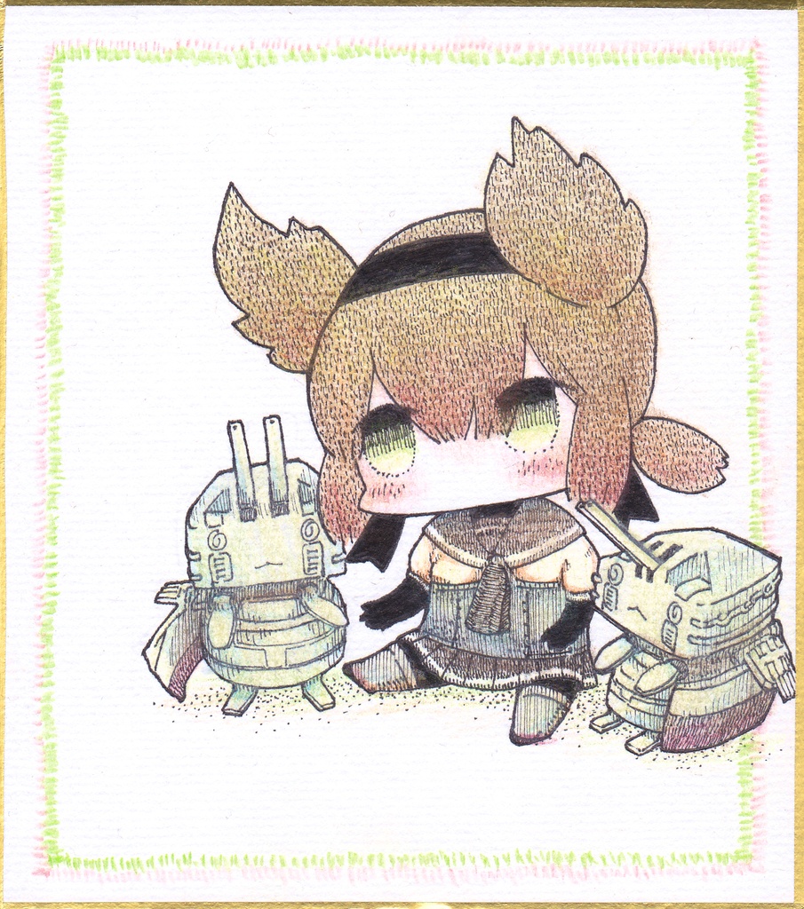 ミニ色紙_海辺のはつくん