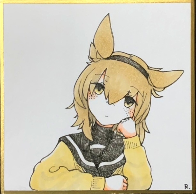 まめ色紙_初月