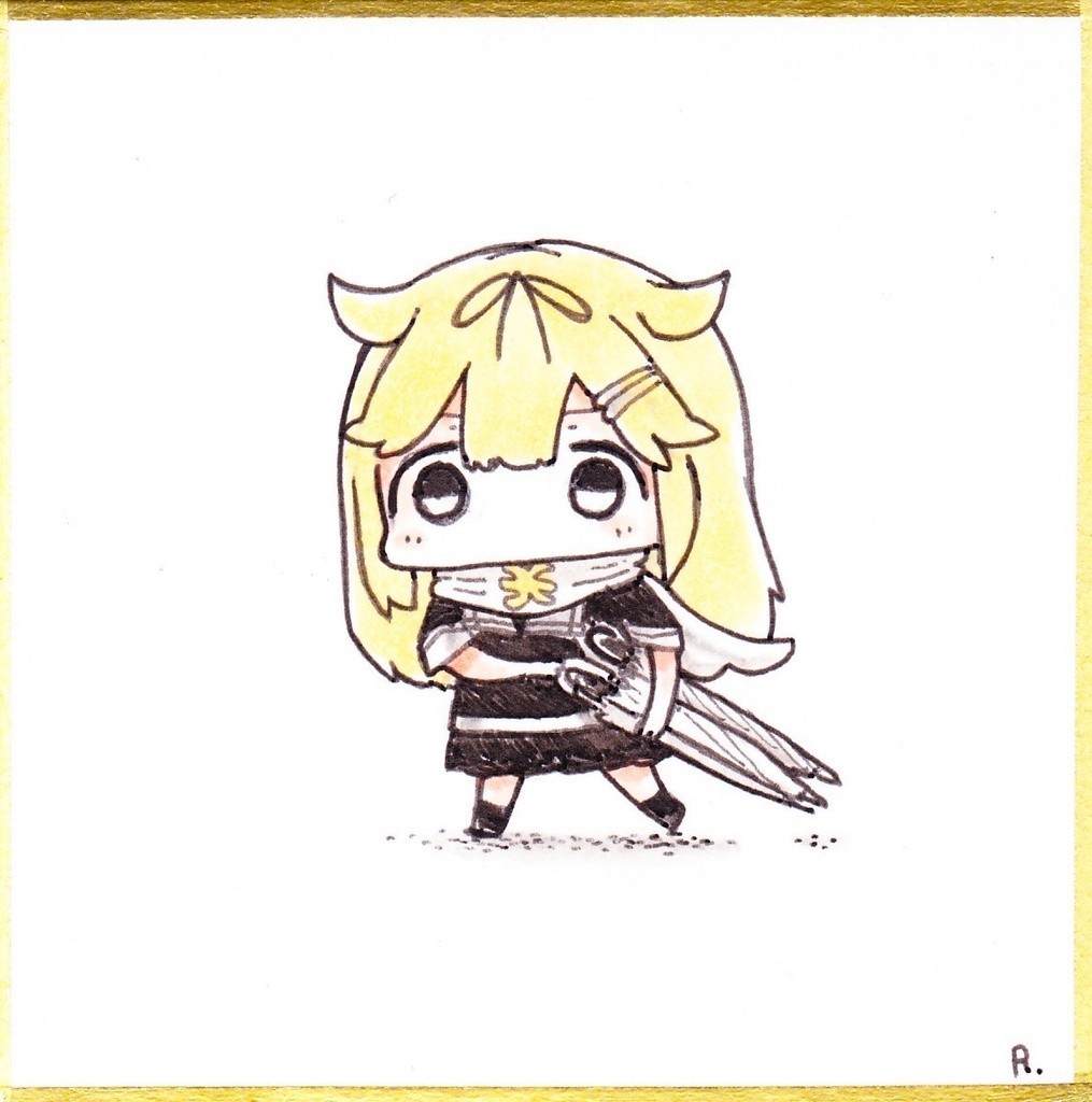 まめ色紙_夕立