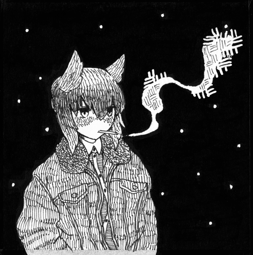 まめ色紙_初月
