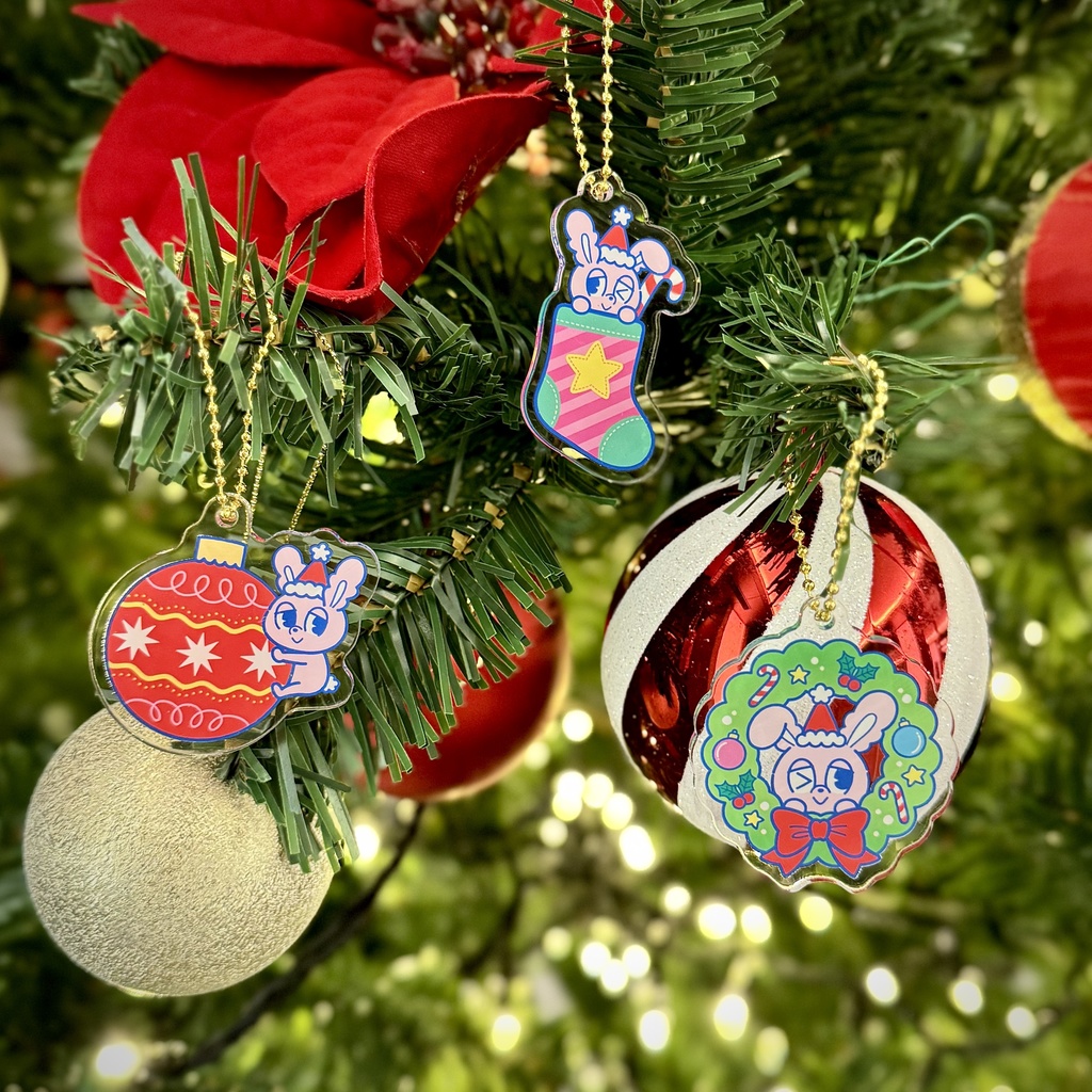 【季節商品】うさぎ クリスマスアクリルキーホルダー