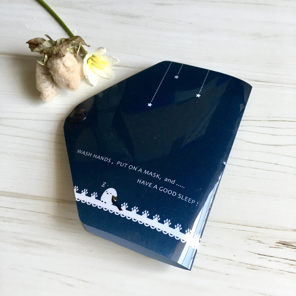 【普通郵便・1〜2枚購入用】黒猫とシマエナガのマスクケース/マスクカバー ☆夜空と三日月☆