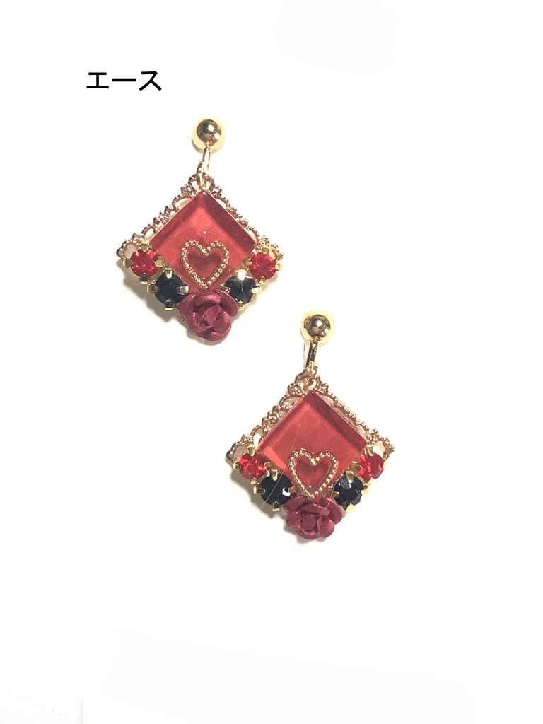 ガラスタイルイヤリング(ハーツラビュル)