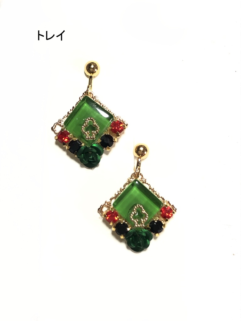 ガラスタイルイヤリング(ハーツラビュル)