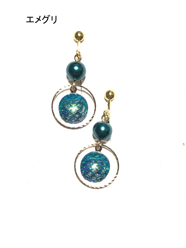 オリジナル 鱗イヤリング①