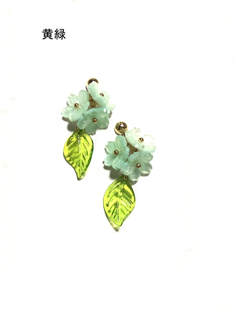 桜とはっぱのイヤリング(2024.3)